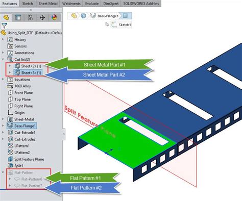 how to split a sheet metal part in solidworks|solidworks split body with plane.